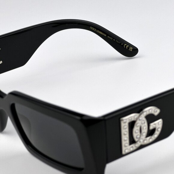 D&G DG4447B 335587 Sunglasses Black Dark Grey Rectangle Unisex